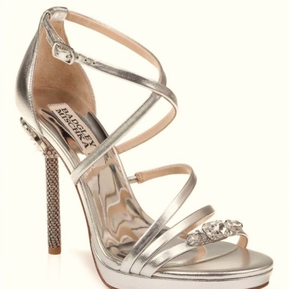 Badgley Mischka Sheri Platform Sandal Crystal Heels Size 8